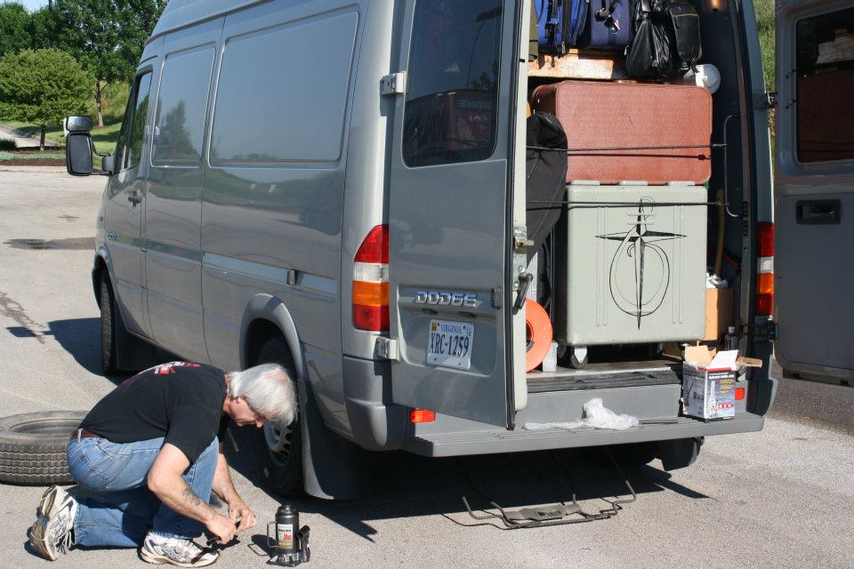 Fixing a flat in Davenport
